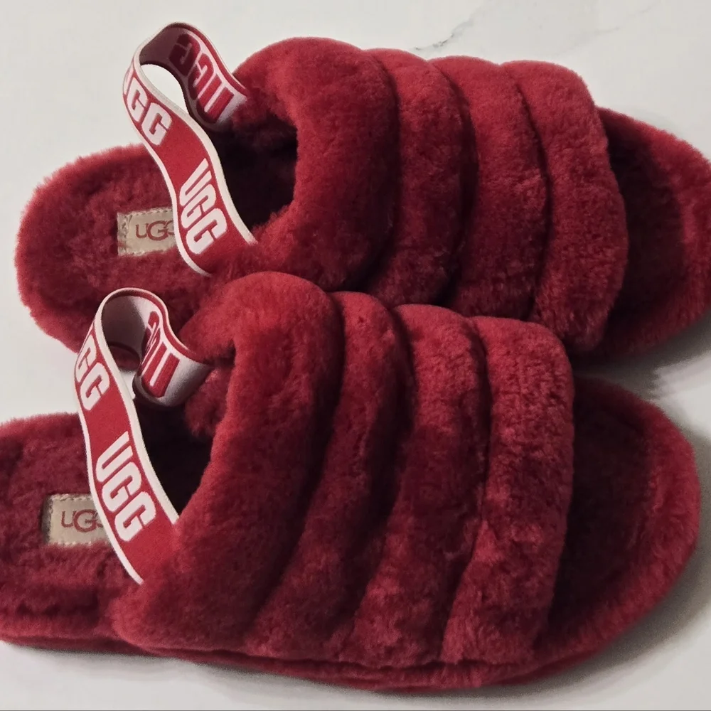 UGG Australia Fluff Yeah Slide Sandals for Women, Size US 8, Red
